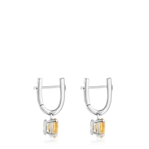 Pendientes aro de plata, citrino y diamantes Basic Colors^TOUS