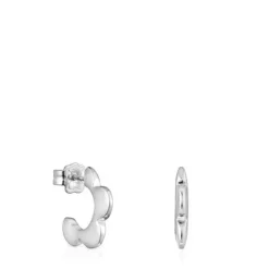 Pendientes aro de plata flor Bold Motif^TOUS New