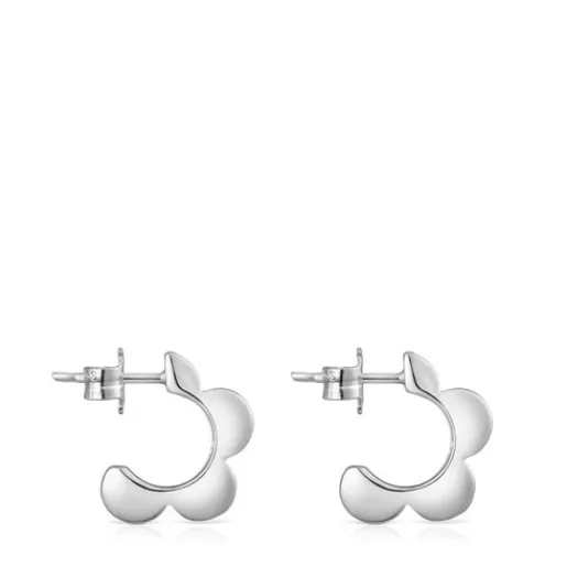Pendientes aro de plata flor Bold Motif^TOUS New