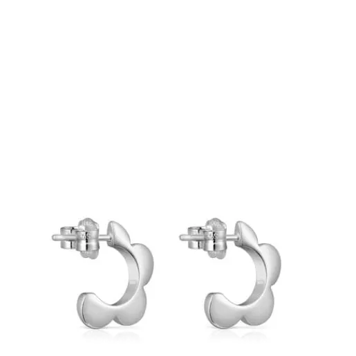 Pendientes aro de plata flor Bold Motif^TOUS New