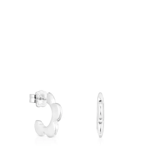 Pendientes aro de plata flor Bold Motif^TOUS New