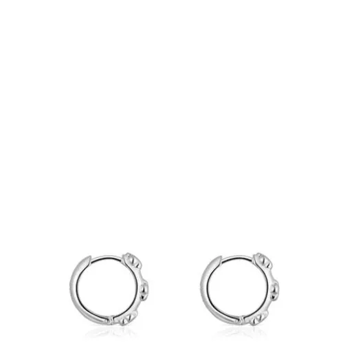 Pendientes aro de plata motivos flor Bold Motif^TOUS New