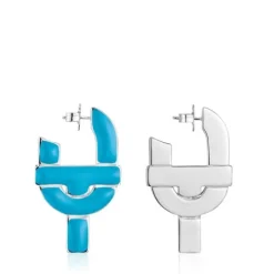 Pendientes aro de plata y esmalte azul MANIFESTO^TOUS Hot