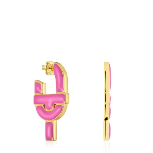 Pendientes aro de plata y esmalte fucsia MANIFESTO^TOUS Clearance