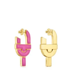 Pendientes aro de plata y esmalte fucsia MANIFESTO^TOUS Clearance