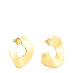 Pendientes aro grandes con baño de oro 18 kt sobre plata Gregal^TOUS Best