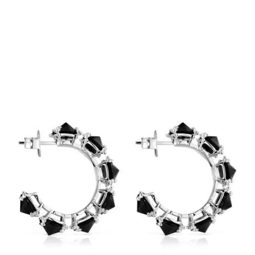 Pendientes aro grandes de plata y ónix Color Pills^TOUS Sale