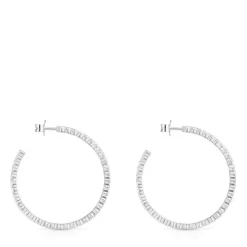 Pendientes aro grandes disco de plata Straight^TOUS Discount