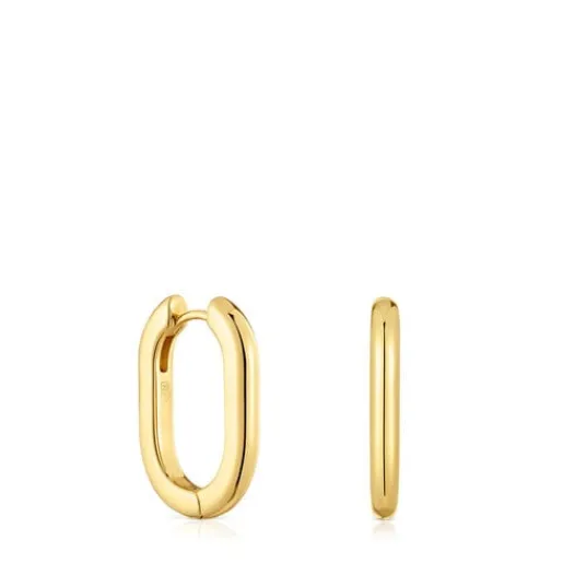 Pendientes aro largos con baño de oro 18 kt sobre plata 22 mm Basicos^TOUS Online