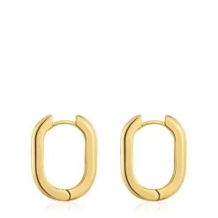 Pendientes aro largos con baño de oro 18 kt sobre plata 22 mm Basicos^TOUS Online
