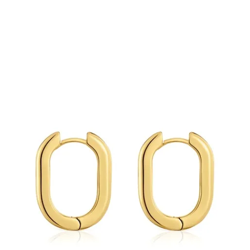 Pendientes aro largos con baño de oro 18 kt sobre plata 22 mm Basicos^TOUS Online