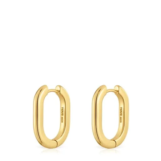 Pendientes aro largos con baño de oro 18 kt sobre plata 22 mm Basicos^TOUS Online