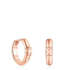 Pendientes aro oso con baño de oro rosa 18 kt sobre plata Basics^TOUS Sale