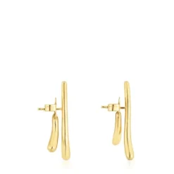 Pendientes con baño de oro 18 kt sobre plata doble onda New Hav^TOUS Best