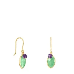 Pendientes con baño de oro 18 kt sobre plata, aventurina y amatista Good Vibes^TOUS Sale