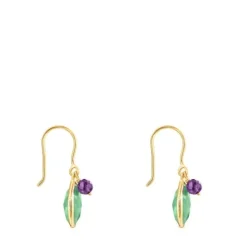Pendientes con baño de oro 18 kt sobre plata, aventurina y amatista Good Vibes^TOUS Sale