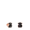 Pendientes con baño de oro rosa 18 kt sobre plata y ónix facetado Motif^TOUS Hot