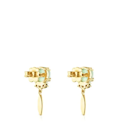 Pendientes con baño de oro 18 kt sobre plata, amazonita y malaquitas Fragile Nature^TOUS Hot