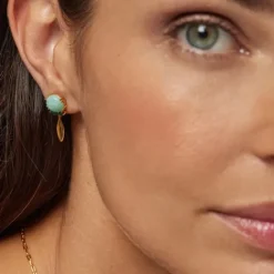 Pendientes con baño de oro 18 kt sobre plata, amazonita y malaquitas Fragile Nature^TOUS Hot