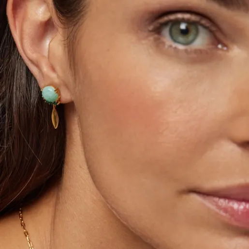 Pendientes con baño de oro 18 kt sobre plata, amazonita y malaquitas Fragile Nature^TOUS Hot
