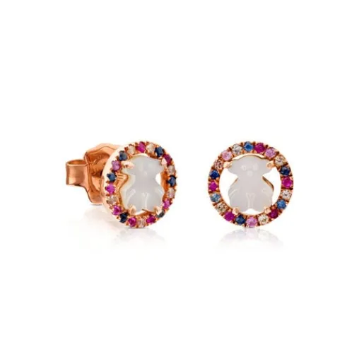 Pendientes con baño de oro rosa 18 kt sobre plata y nácar y zafiro multicolor Camille^TOUS Sale