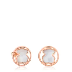 Pendientes con baño de oro rosa 18 kt sobre plata y nácar Camille^TOUS