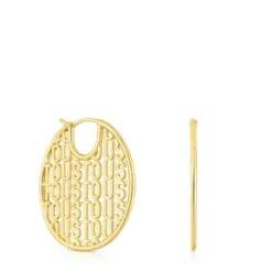 Pendientes con baño de oro 18 kt sobre plata Logo^TOUS Online