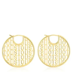 Pendientes con baño de oro 18 kt sobre plata Logo^TOUS Online