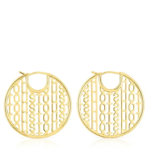Pendientes con baño de oro 18 kt sobre plata Logo^TOUS Online