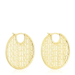 Pendientes con baño de oro 18 kt sobre plata Logo^TOUS Online