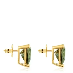 Pendientes con baño de oro 18 kt sobre plata y espinela verde creada en laboratorio Color LGG^TOUS