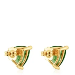 Pendientes con baño de oro 18 kt sobre plata y espinela verde creada en laboratorio Color LGG^TOUS
