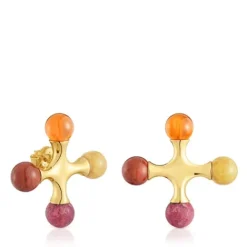 Pendientes con baño de oro 18 kt sobre plata y gemas X LEA COLOMBO^TOUS Sale