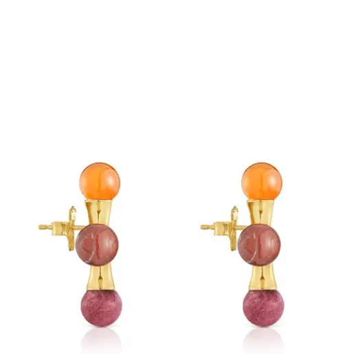 Pendientes con baño de oro 18 kt sobre plata y gemas X LEA COLOMBO^TOUS Sale