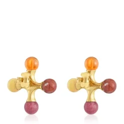 Pendientes con baño de oro 18 kt sobre plata y gemas X LEA COLOMBO^TOUS Sale