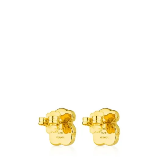 Pendientes con baño de oro 18 kt sobre plata y ónix facetado Color^TOUS New