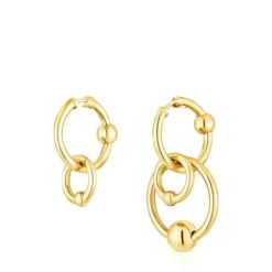 Pendientes con baño de oro 18 kt sobre plata doble círculo Plump^TOUS