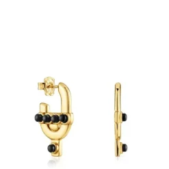 Pendientes con baño de oro 18 kt sobre plata y ónix MANIFESTO^TOUS Sale