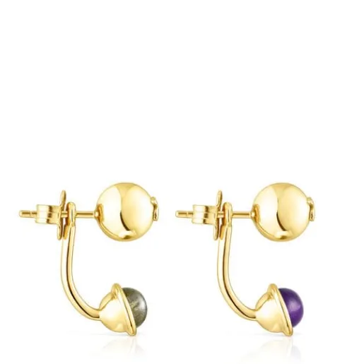 Pendientes con baño de oro 18 kt sobre plata y gemas Plump^TOUS New