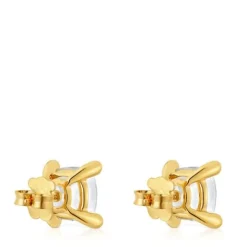 Pendientes con baño de oro 18 kt sobre plata y cuarzo cristal de roca Color White^TOUS Outlet