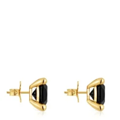 Pendientes con baño de oro 18 kt sobre plata y ónix Color Black^TOUS Sale