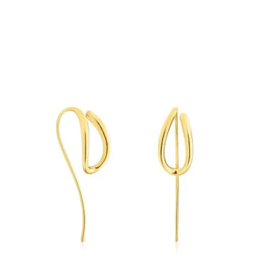 Pendientes con baño de oro 18 kt sobre plata Bent^TOUS Clearance