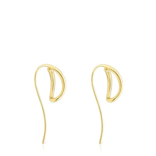 Pendientes con baño de oro 18 kt sobre plata Bent^TOUS Clearance