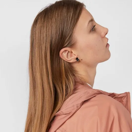 Pendientes con baño de oro rosa 18 kt sobre plata y ónix motivo oso Motif^TOUS Best