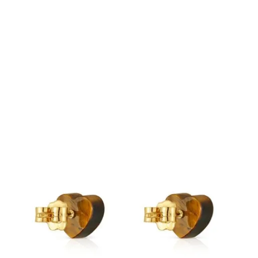 Pendientes corazón de y ojo de tigre 1950^TOUS New