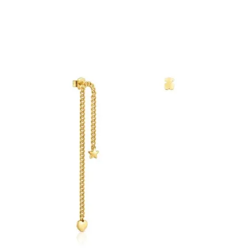 Pendientes corto/largo con baño de oro 18 kt sobre plata Bold Motif^TOUS New
