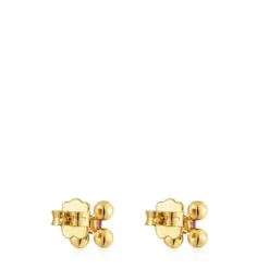 Pendientes cortos con baño de oro 18 kt sobre plata y rodolita Sugar Party^TOUS Outlet