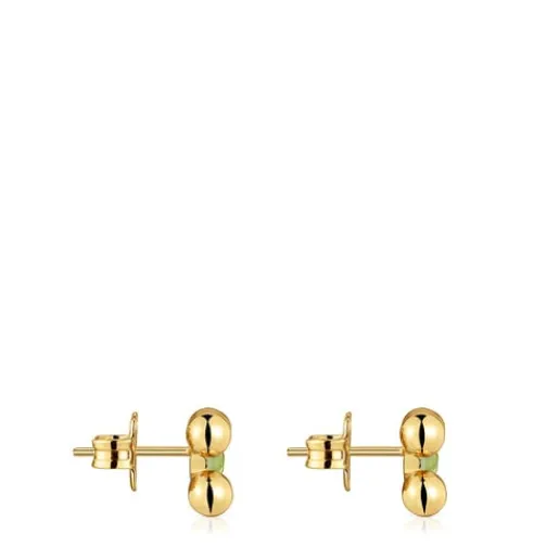 Pendientes cortos con baño de oro 18 kt sobre plata y peridoto Sugar Party^TOUS Clearance