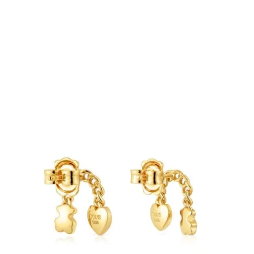 Pendientes cortos con baño de oro 18 kt sobre plata y motivos Bold Motif^TOUS Outlet