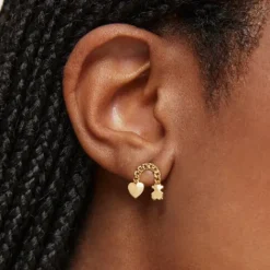 Pendientes cortos con baño de oro 18 kt sobre plata y motivos Bold Motif^TOUS Outlet